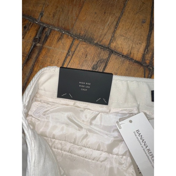 Banana Republic Crop Pants Womens Petite 10 White Flat Front High Rise Wide Leg - Picture 4 of 7